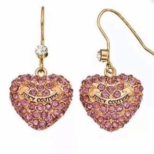 Juicy Couture pink crystal heart earrings